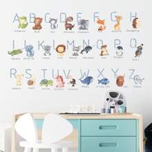 1pc Kids Room Arabic Number Animal & Letter Wall Sticker | Cartoon Locomotive Peel And Stick Wall Decal, Nursery School Decor