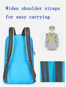 1pc Lightweight Foldable Backpack, Portable Storage Backpack, Breathable Quick-Dry Bookbag - Multicolor - View 6