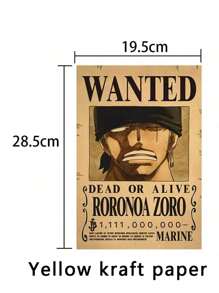 ONE PIECE 5-13 piezas Sombrero de paja, equipo de piratas, paquete de 5 carteros, pintura vintage, tamaño de pared de sala de estar de 28.5*19.5cm, regalos de regreso a la escuela