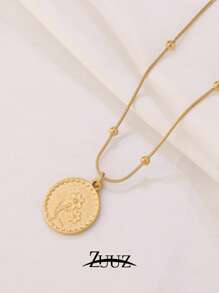 1 peça de colar com pingente de flor de aço inoxidável da moda, gargantilha para mulheres, para decoração diária