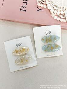 10个装女士可爱甜美印花发夹，清新椭圆刘海夹，日常发饰爪夹发卡，套装，头部配饰，发夹 - 彩色 - 查看 7