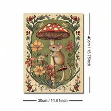 1 Framed/Unframed Warm Pastoral Plant Mushroom Mouse Children's Room Wall Art Canvas Poster Print, Minimalist Quirky Folk Art Aesthetic Decor, Suitable For Apartment, Living Room, Bedroom, Modern Home - Multicolor - View 9