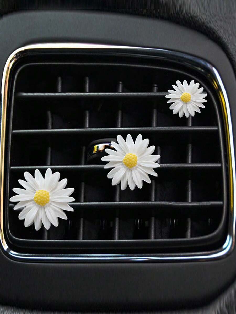 3pcs/Set White Daisy Air Freshener Clip, Car Vent Fragrance Diffuser (Without Fragrance Pads) - Multicolor - View 1