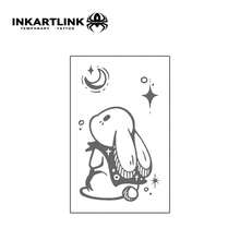 3pcs Dark Rabbit Temporary Tattoos By INKARTLINK | Cross Scarf + Star Moon Totem | Herbal Plant-Based Waterproof 1-2 Weeks | Applicable For Arm/Collarbone - Black - View 4