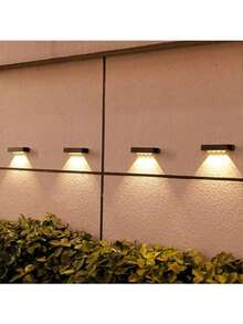 4pcs Mini Solar Powered Wall Lights, 1LED/2LED/3LED/4LED, 1000 Lumens Bright Light With Solar Sensor, Automatically Turns On At Dusk To Dawn, Energy Saving, Wireless, Suitable For House & Yard Decoration