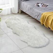 Carpet Non Slip Fluffy Shaggy Soft Rugs Sheepskin Rug Bedroom Mats Faux Fur - White & Gray - View 5