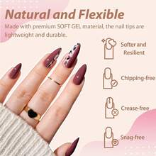 UNA GELLA 6 In 1 Gel Nail Glue For Clear Acrylic Nails Tips, 15ml Long Lasting Super Strong Brush Nail Glue For Base Coat, Clear Fake Nails, And Soft Gel Tips Lamp Curing Needed UV - A2-Almond Medium Full - 查看 3