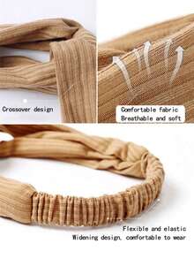 5/10pcs Classic Criss-Cross Knitted Headband Facial Wash Elastic Headwrap Solid Color Absorbent Fashion Handmade Hairband For Women, Multiple Colors Available, Hair Accessories Fall Winter Hair Band For Vacation Outfits Woman Elegant Scarf Women Bandana Soft Headwrap - Multicolor - View 7