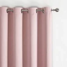 1pc Solid Color Polyester Curtain, Blackout Pure Room Darkening Curtain, Black Or Deep Gray Heat Insulating Curtain For Kitchen, Dining, Living Room, Bedroom - Pink - View 5