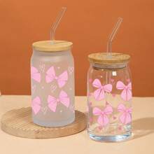 4 Stücke/Set Rosa Schleifen-Schleifendesign UV DTF - Wasserfest & Kratzfest für 16oz Gläser und Flaschen, 3D Kristall Klar Vinyl Wrap - Perfekt für DIY Basteln & Dekorationen