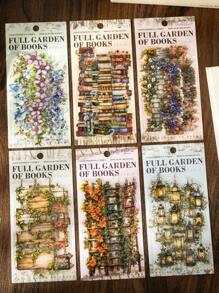 20 Peças/Pacote Adesivos PET com Padrão de Livro de Flor Vintage, Adesivos Decorativos de Álbum DIY para Scrapbooking, Materiais Escolares, De Volta às Aulas