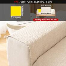 1 件简约纯色细条纹沙发垫 - 防滑且适合宠物，适合 1/2/3/4 座组合沙发套，现代家居客厅装饰，雪尼尔四季通用（米色，90x90 厘米，单座，1 件装）沙发套 - 彩色 - 查看 24