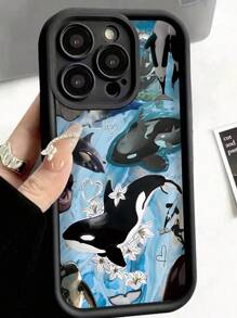1pc Fashionable Orca Ocean Collage Design Thick Anti-Shock Anti-Scratch Anti-Fingerprint Full Protective Soft Phone Case Compatible With IPhone 16 ProMax/16/16 Pro/16 Plus/15/15 ProMax/15 Pro/11/12/13/14 ProMax/11 Pro/11 ProMax/12 Pro/12 ProMax/13 Pro/13 ProMax/14 Pro/14 ProMax, Creative Premium Quality