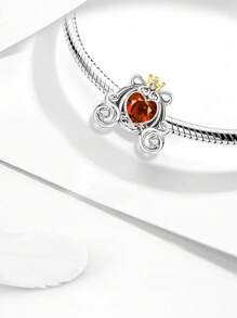 1 PIEZA 925 Plata de ley corona con diseño de vid de amor y calabaza para ajustar a brazaletes y pulseras mujer, accesorio de joyería DIY y decoración para combinar con atuendos diarios, decoración para niñas