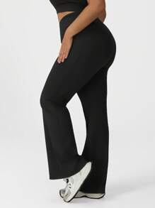 Sodalemon Pantaloni sport evazați pentru femei, mărime Plus, cu talie încrucișată, sport, fitness, dans, ridicare fese