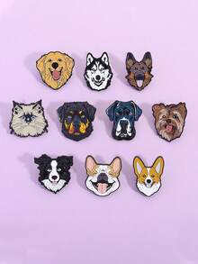 10 piezas Insignias de perro lindas con esmalte Patrones personalizados de Corgi y Border Collie Broches Insignias para solapa Regalo de joyería animal para niños y amigos - Multicolor - Ver 3