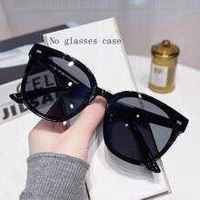 1pc Fashion Square Frame Glasses, High-End Retro Style Eyeglasses - Black Frame Gray Film - View 1
