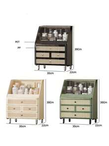 French Vintage Drawer Style Cosmetic Storage Box, Dust-Proof Desktop High-End Large Capacity Multi-Functional Skincare And Jewelry Organizer - Multicolor - View 8