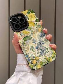 花朵 1 件复古蓝色花卉图案纹理软皮手机壳适用于 Apple 15/15PLUS/15PRO/15PROMAX 和手机，防摔 - 彩色 - 查看 3