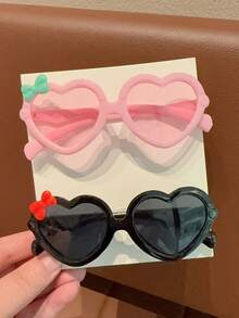 2/4件装 2026新款可爱蝴蝶结爱心设计儿童时尚眼镜，婴儿时尚眼镜，情人节礼物，仅含展示卡，不含运费 - 彩色 - 查看 6