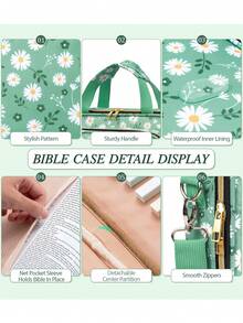 Bible Cover Case For Women, Large Bible Bag W/Shoulder Strap, Bible Study Supplies Journaling Kit Book Carrying Case With Accessories Pastel Highlighter Tab, Christian Gifts For Women Mom Friends, Back To School Supplies College Essentials Kit - Light Pink - View 7