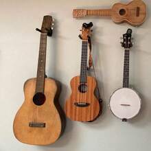 4pcs Guitar Wall Mount Hanger, Guitar Hanger Wall Hook Holder Stand Display Black With Screws Easy To Install Fits All Size Guitars, Bass, Mandolin, Banjo, Ukulele - Black - View 5