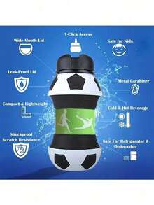 550 Ml/18.6 Oz/2025 Outdoor Silicone Water Cup - Soccer Basketball Water Bottle -Collapsible Silicone Sports Cup For Gym Travel Kids, Football Design Reusable - -Leak Proof (Euro Cup Gift)-Football Water Bottle-Collapsible Silicone Sports Cup For Soccer-Kids Soccer Ball Water Bottle-Foldable Silicone Cup For Boys Girls School Sports- - Birthday Christmas Gift Ideas-Back To School - Multicolor - View 5