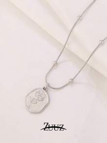 1 peça de colar com pingente de flor de aço inoxidável da moda, gargantilha para mulheres, para decoração diária