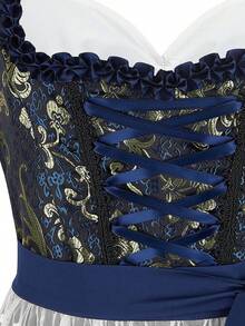 Oktoberfest Dress Maid Uniform German Traditional Bavarian Beer Carnival Dress October Festival Costume For Women - Vàng đen - Xem 6