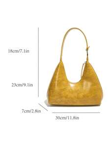 1pc Vintage Crescent-Shaped Shoulder Bag, Fashionable Versatile Underarm Crossbody Purse For Daily Commute - Yellow - View 3