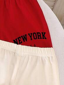 Conjunto de 6 piezas de top y pantalones cortos casual y lindo con estampado de letras y gráficos para bebé niña, comodidad de verano