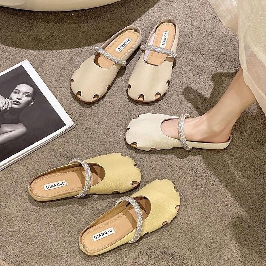 Breathable Closed-Toe Half Slippers For Women, New Outdoor Slippers, Soft Jelly Shoes With Hollow Design
