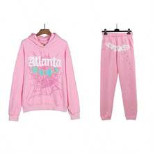 Hip Hop Spider Hoodies Set Y2k Hoodie Tracksuit Pullover Sweatshirt For Women Men Matching Hoodies Street Suit Two-Piece Set  Casual - Playful & Cute    Letter    Spring/Fall    Regular Fit    Drawstring  Pocket - Hồng - Xem 1