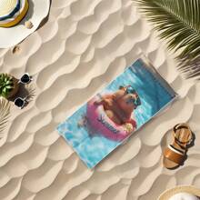 1pc Boho Style Capybara Beach Towel - Super Soft Microfiber, Lightweight, Sand-Proof, Quick Dry & Highly Absorbent. Suitable For Swimming, Surfing, Yoga, Camping - Machine Washable, With Tropical Summer Design And Capybara Artwork, Summer Must-Have Beach Themed Towel With Sand-Proof Fabric, Beach Accessory Travel Essentials Travel Accessories Beach Essentials