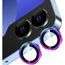 1 片相机镜头保护膜适用于三星 Z Fold 6/Z Fold 5/Z Flip 6，超清晰钢化玻璃，防刮后置摄像头屏幕保护膜，防震，黑色、银色、彩色、CD 图案，金属框架，易于安装适用于日常防护、办公室、家用手机摄像头盖防水防摔防摔防指纹全覆盖