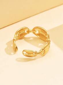 1 Stück minimalistischer offener ovaler Edelstahl-Ring, vielseitiger glatter mit 18K Gold beschichteter wasserdichter Accessoire für den täglichen Gebrauch