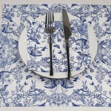 1包6.5*6.5英寸青花瓷花卉印花餐巾，素描花鸟印花纸巾，适用于婚礼、生日、毕业典礼、酒吧派对、装饰印花餐巾