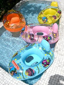 1pc Kids Swimming Pool Seat Ring, Cute Inflatable Floating Seat Ring, Swimming Ring, Child Toddler Swimming Pool Bath Tub With Single Handle Inflatable Fishies, 4 Colors, Underarm Floats, For Summer Swimming