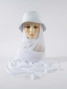 1pc Women's Spring/Summer/Autumn Chiffon Patchwork Baseball Cap Integrated Turban Hijab Scarf Hat, Sun Protection Hair Sleep Cap - Multicolor - View 9