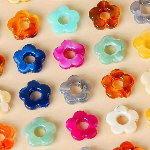 20/50 pièces Perles acryliques en forme de fleur, perles acryliques creuses de couleurs mélangées pour la création de bijoux, DIY de bracelets uniques, colliers, accessoires décoratifs