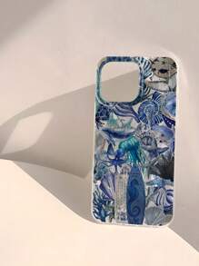 Carcasă de telefon transparentă IMD moale, lucioasă, netedă, cu design moale, rezistentă la amprente, anti-zgârieturi, 1 buc, cu design patchwork, cu design marin