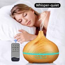 Wood Grain Aroma Diffuser  Remote Control, Timer & 6 Oil Set  550ml Cool Mist Humidifier