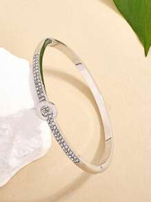 Personalized Fashionable Buckle With Full Glass Stones Bangle Jewelry Girls Bracelet With Happy Design And Simplicity Gift For Party Friend Gift