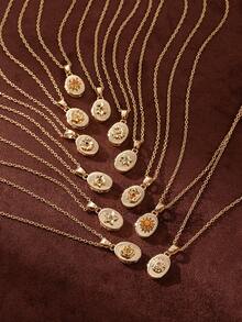 1件夏季时尚复古十二月花相册吊坠家庭礼物项链，适合送给家人和朋友。适合日常休闲度假和玩耍时佩戴。适合夏季海滩度假、户外活动、节日出游、女性礼物和女性珠宝。