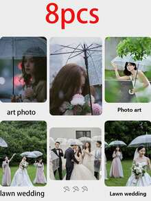 1/5/8pcs Vintage Style Transparent Bride Umbrella - Waterproof Wedding Photography Props, Suitable For Outdoor Ceremonies, Bridal Showers And Rainy Days | Ideal Bridesmaid Gift And Boho Wedding Accessory Summer Cooling, Beach, Travel, Spring Summer Picks, Brides Maid Gifts, Room, Bedroom Decor, Bedroom Decor, Beach, Travel, For Men, For Women, Vacation,Cute Stuff - White - View 15