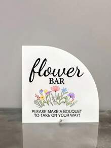 1pc Acrylic Floral Sign With Stand - Tabletop Decor, Suitable For Wedding, Wedding Reception, Party Decoration, Christmas Gift, Ideal Present