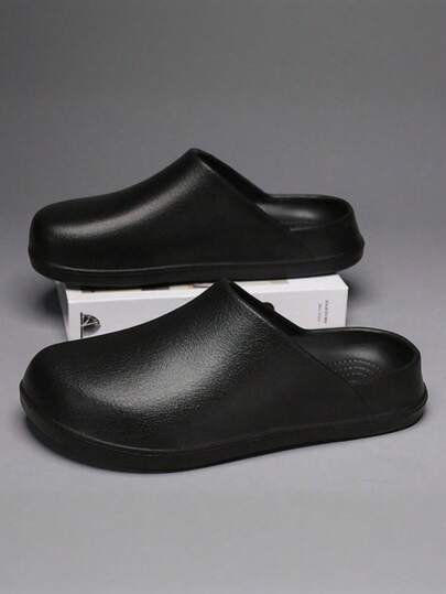 Women's New Summer Lightweight Non-Slip Bumper-Toe Mules, Solid Color Minimalist Versatile Breathable Casual, Retro Perforated Slippers, Beach/Bathroom