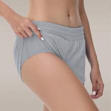 Women's Low-Rise Workout Shorts - Lightweight Quick-Dry Athletic Shorts With Zip Pocket, Built-In Liner For Running, Yoga, Gym - 灰色 - 查看 5