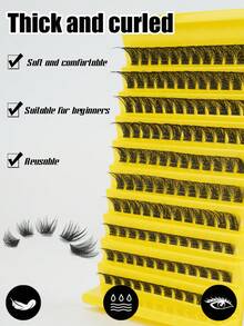 120 件/包蓬松分层貂皮睫毛延长，10-18 毫米浓密簇状假睫毛，适合日常、户外、派对使用