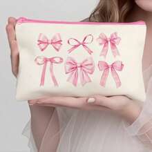 1/5/10/20pcs Sweet Pattern Canvas Zipper Bags Gift Storage Pouch Set, Y2K Style Bow Decor Accessory Organizer Bags, Essential For Ladies Party Butterfly Theme, Versatile Makeup Brush Holder, Stationery Pouch, Party Favor Bags